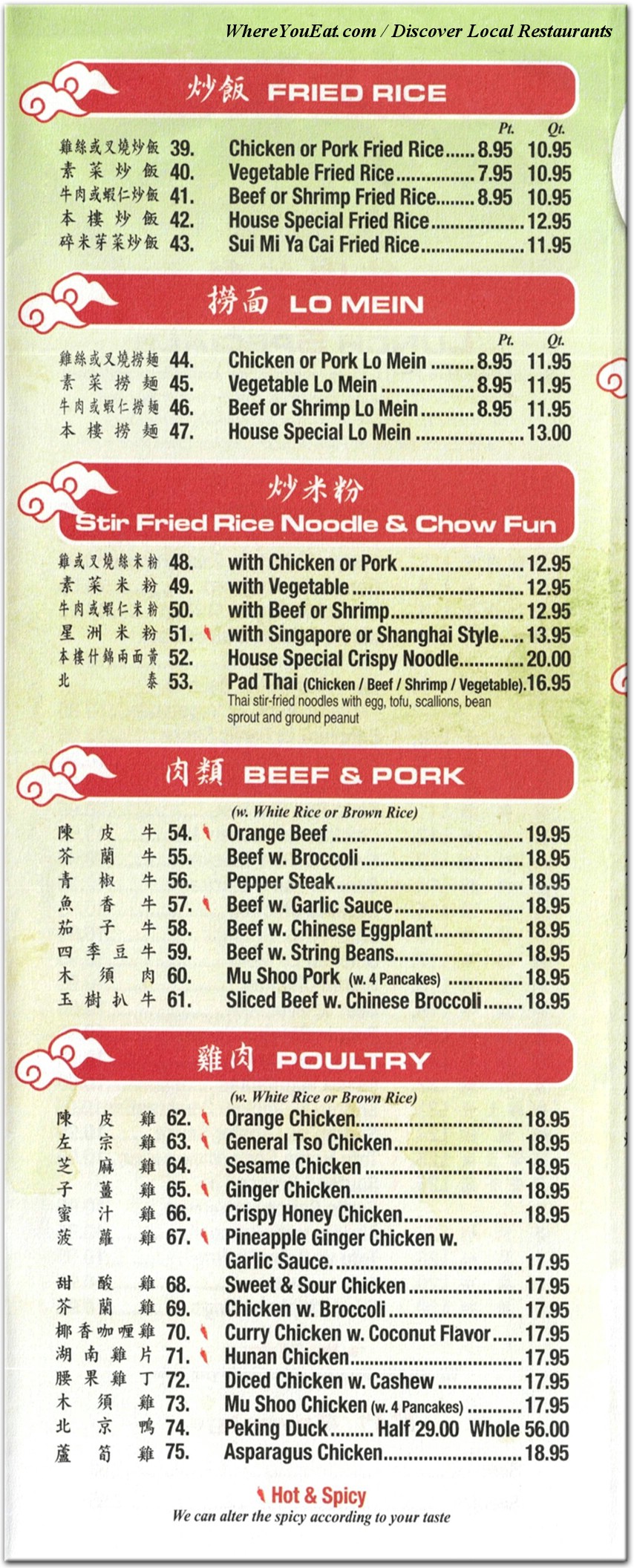 menu